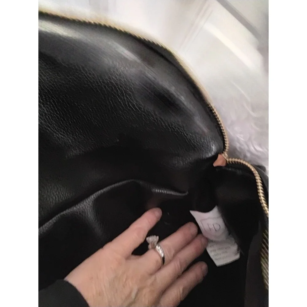 Fawn Design Diaper‎ Bag Backpack Black Faux Leather Gold Hardware Convertible